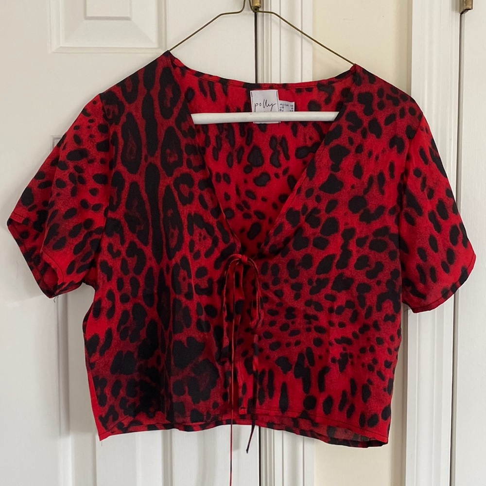 Princess Polly - red and black tie top